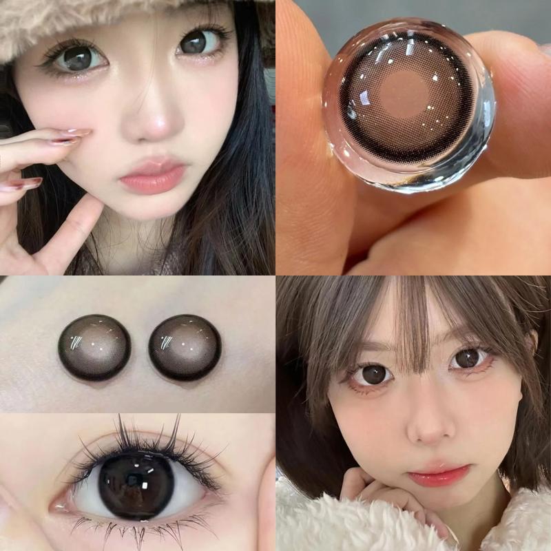 【0-6độ 1 cặp Mystic Eyes lens đen lens giãn tròng to 14.5mm lens xám tây lens nâu tây kính áp tròng lens mắt lens xám lens for girls Len đeo mắt vn đốm đen - kamille lens  kim tĩnh