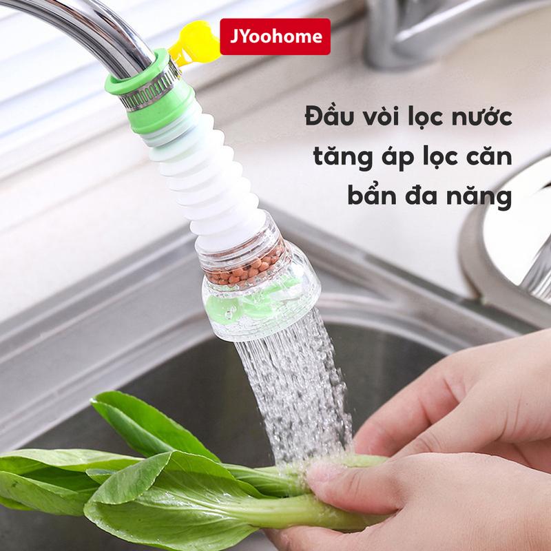 COMBO 3 Đầu vòi lọc nước bồn rửa bát JYoohome xoay 360, có thể kéo dài, tăng áp và lọc bụi bẩn trên rau củ quả