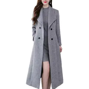Long Coat Blazer panjang wanita  Coat Korean Hangat Style Musim Dingin Jaket Kerah  Kancing  Jaket Tangan Hitam Tebal Cewek Semi Parka  Oversize Fleece / warna coklat