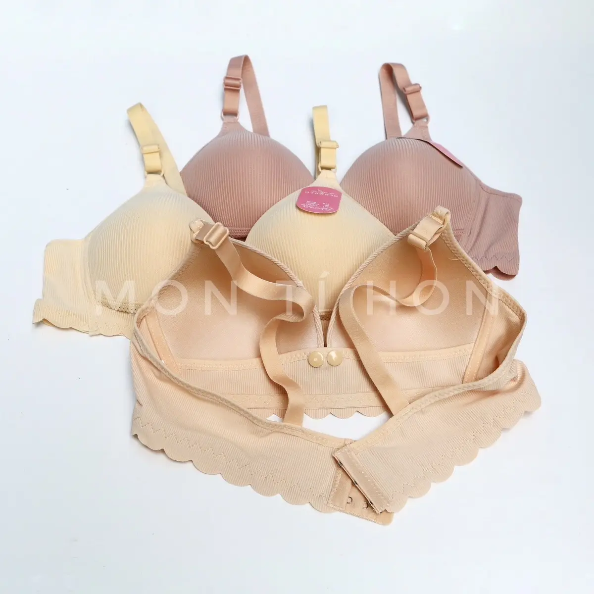 [Big size] Set 3 chiếc áo lót bầu sau sinh su tăm - Size Đại B100/B105/B110