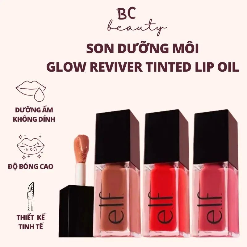 Son Dưỡng Môi e.l.f. Glow Reviver Tinted Lip Oil | Căng Mọng, Cấp Ẩm, Nhiều Tone Màu Cùng Hương Bạc Hà Mát Lạnh (7.6ml)