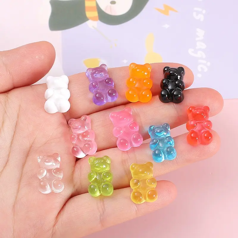 Phụ Kiện, Chất Liệu Resin, Trong Suốt, Thiết Kế Hình Gấu Nhỏ