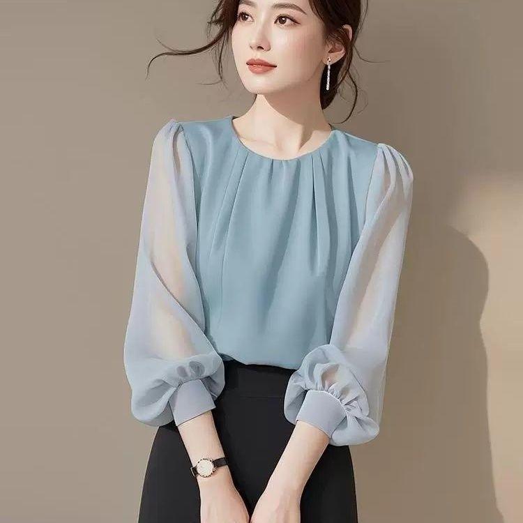 Áo Dài Tay Đẹp Phong Cách Pháp, Màu Trơn Dành Cho Nữ, Hàng Mới Về Mùa Thu 2024, Áo Sơ Mi Nhỏ Thanh Lịch, Áo Voan Phổ Biến, Thích Hợp Cho Phụ Nữ, 1 / 2 Cỡ 2