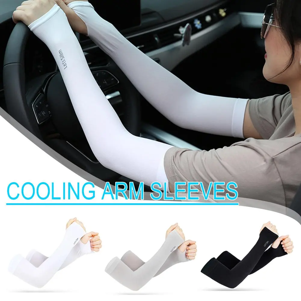 Cooling Ice Silk Arm Sleeves Sun Protection Handsock Breathable Unisex Outdoor Cycling Summer Sports Accessories