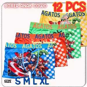 LUSINAN 6 12 PCS BOXER ANAK LAKI LAKI USIA 3-10 TAHUN SABLON FAVORIT ANAK DAN IBU