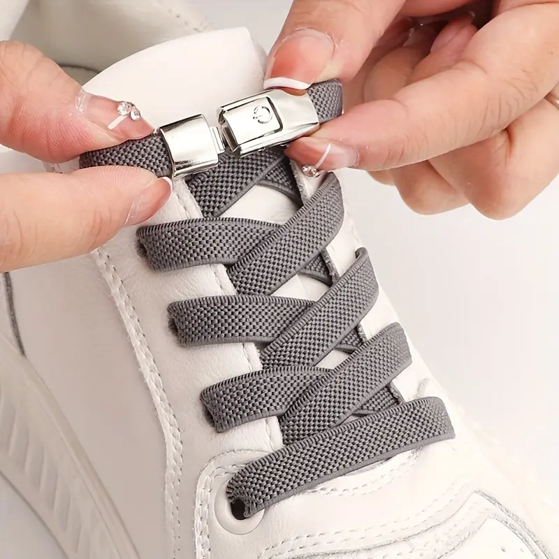 1 Pair No-Tie Shoelaces with Buckles for Sneakers and Sports Shoes Footwear Comfort 0