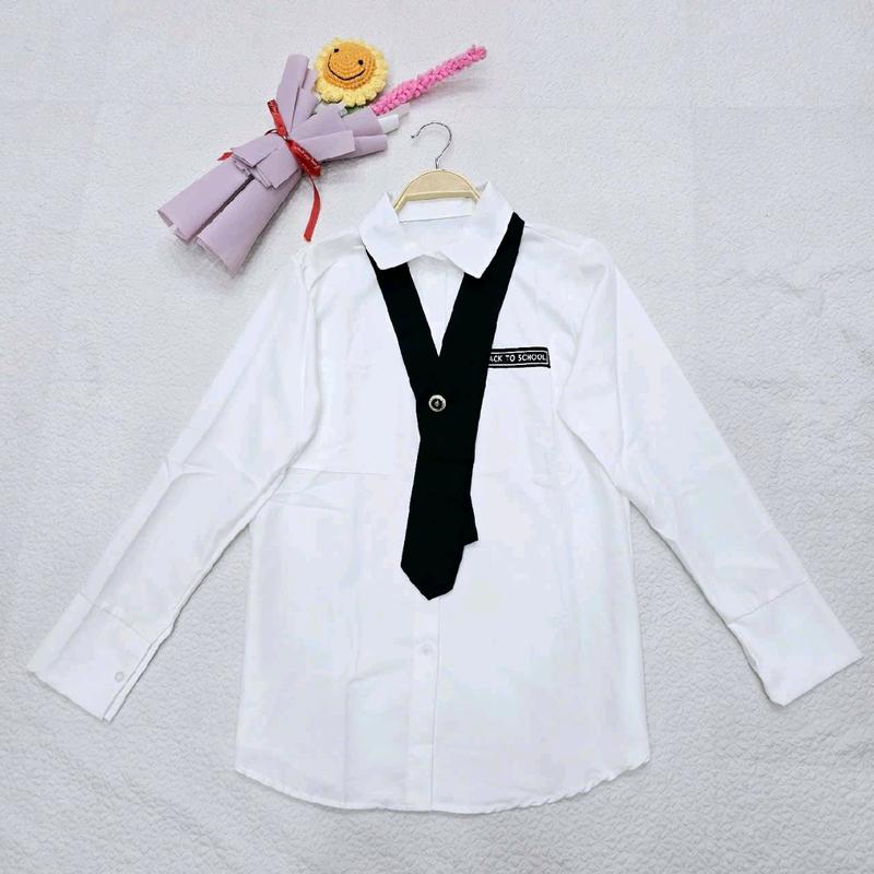 Áo sơmi cà vạt phôm rộng tay dài kèm khuy gài dễ thương dành cho phái nữ Top Women Kem Trắng aoki eudie Voi Nhung Shirt