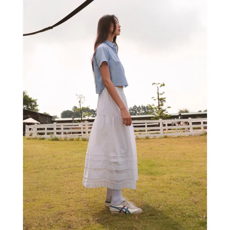 TheBlueTshirt - Áo sơ mi tay ngắn sọc caro phom ngắn cho nữ - BlueMade Boxy Shirt - Boxy 7