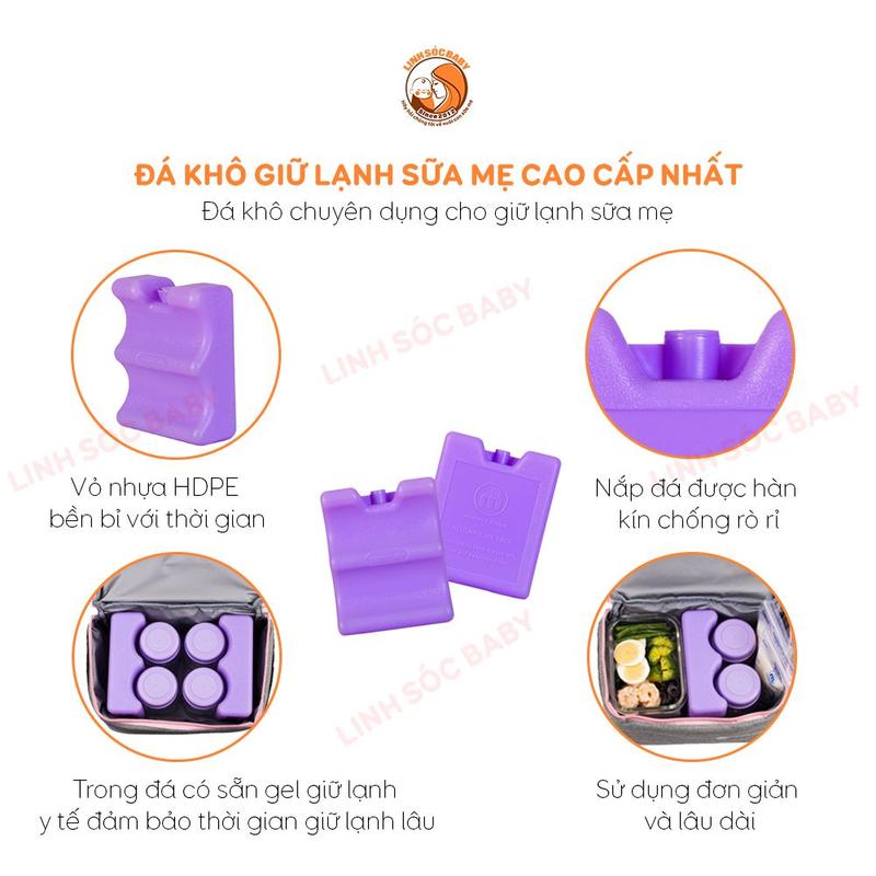 Bộ bảo quản sữa mẹ, giữ lạnh sữa mẹ đến 14 giờ, túi giữ nhiệt, balo đa năng giữ nhiệt, đá khô và bình trữ sữa 2