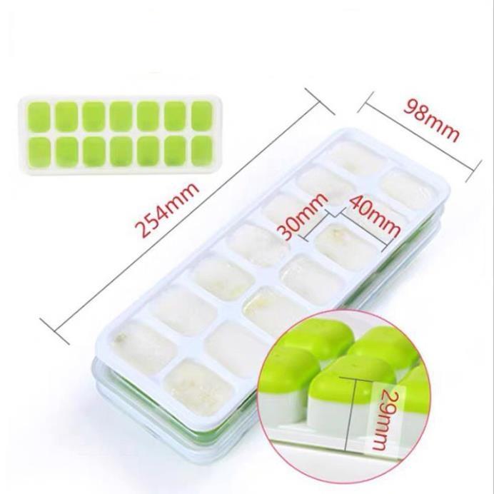 Khay Làm Đá Silicon Có Nắp Đậy Kháng Khuẩn - KLD001 - Nhựa cao cấp