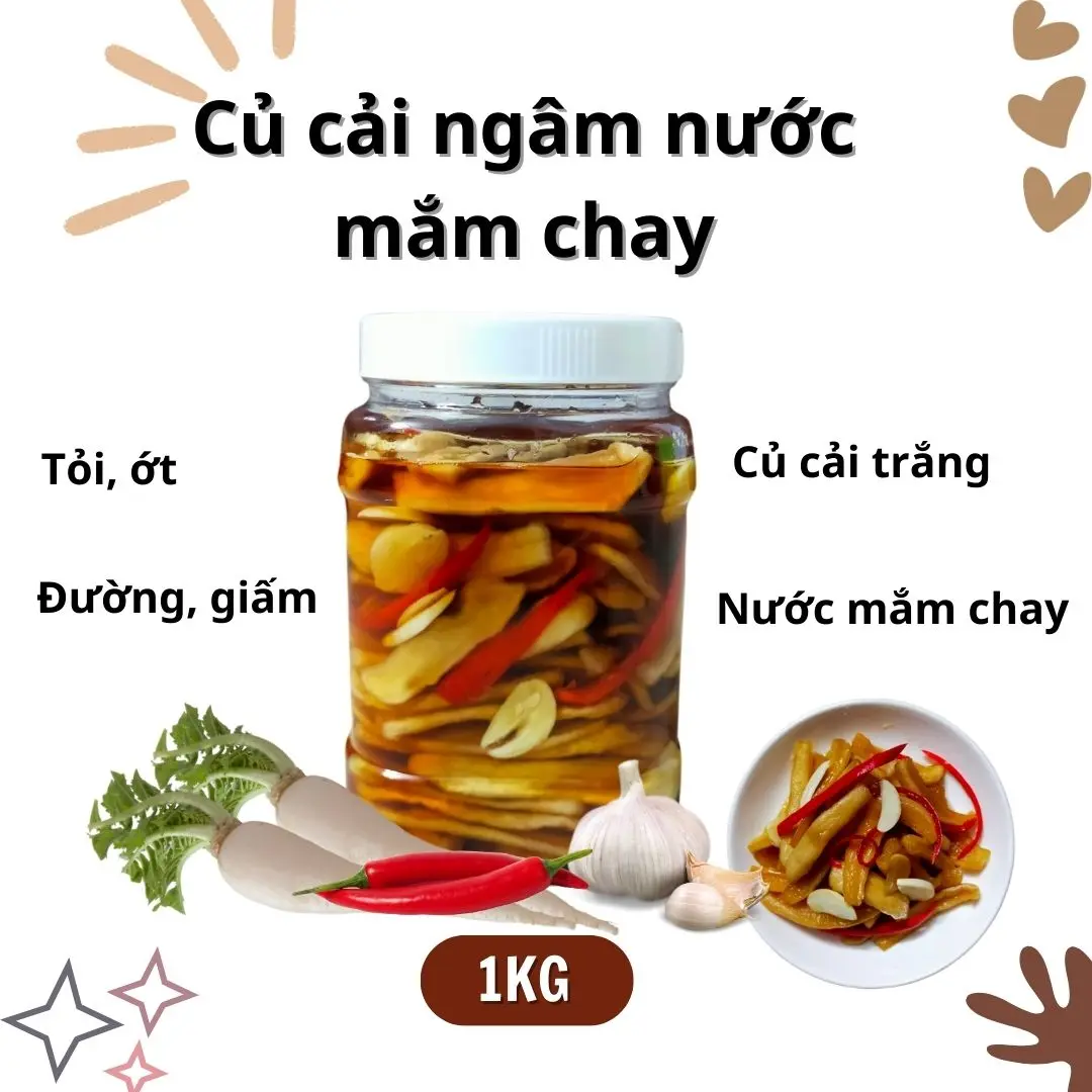 Củ cải ngâm nước mắm chay 500g- 1kg- Ăn chay và mặn, healthy đều dùng được Chua Cay