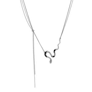 จี้งูโซ่คู่ ดีไซน์เท่ สไตล์ฮิปฮอป โซ่กระดูกไหปลาร้าบุคลิกภาพ สำหรับทุกเพศ [การออกแบบพิเศษ]