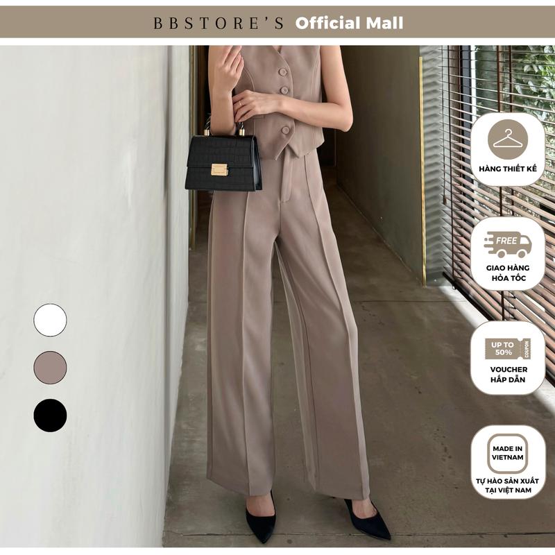 Quần Suông Công Sở Viền Nổi Xếp Ly Thanh Lịch BBSTORE'S -Q2239 Nữ Women Pants