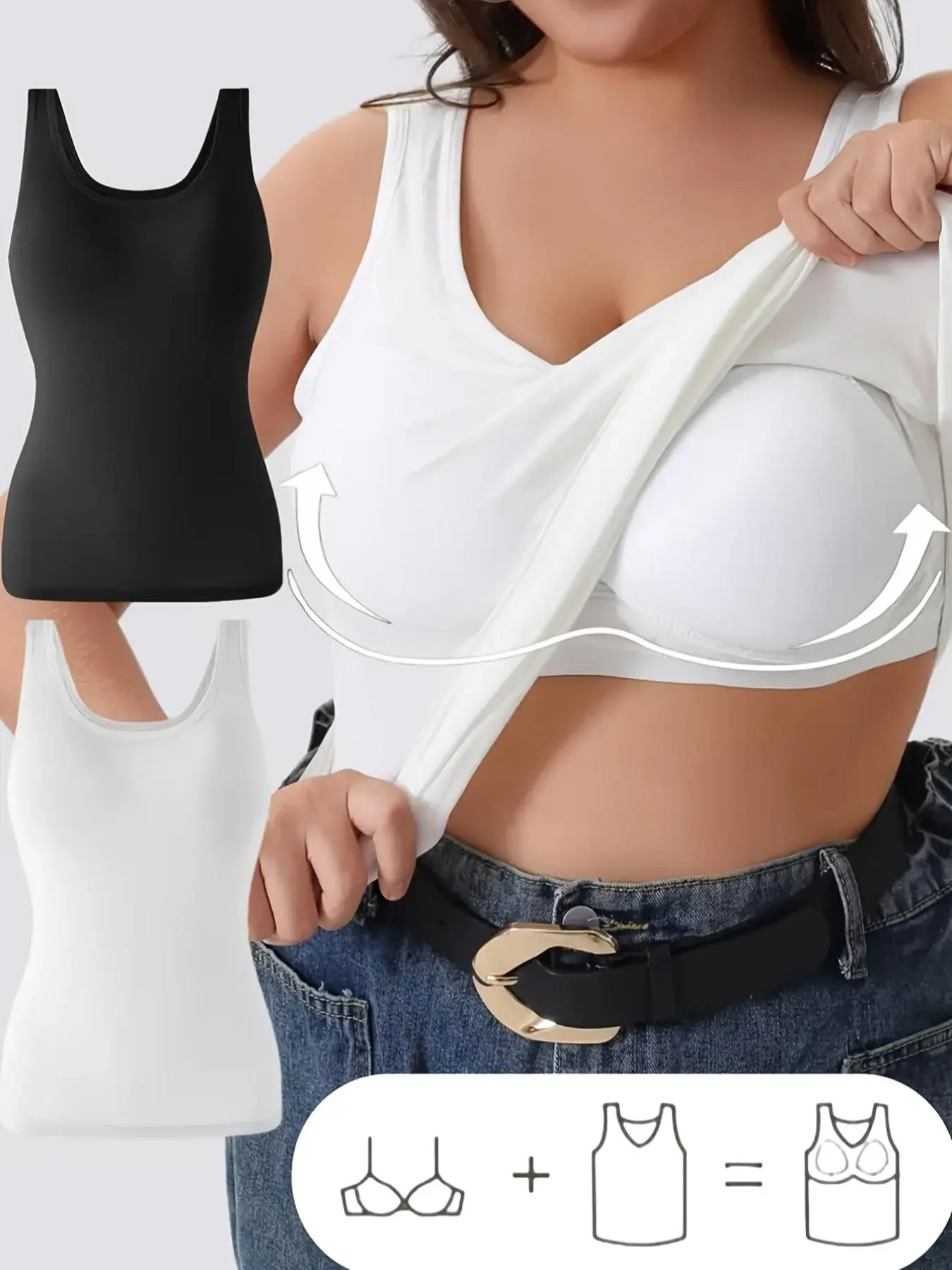 【Plus Size】 Women's Solid Color Tank Top, Comfortable Breathable Sleeveless Top for Daily Wear, Women's Plus Size Clothes for All Seasons