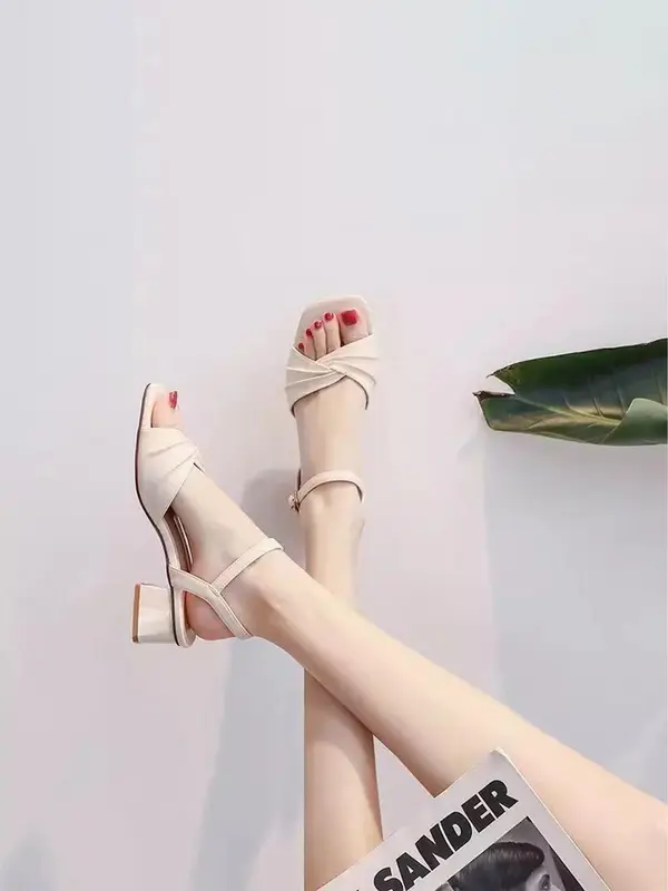 Women's Fashionable Plain Color Sandals, Casual Versatile Sandals for Summer, Lightweight Breathable Comfortable Shoes for Daily Wear 2