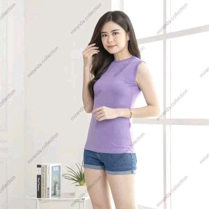 Manset Wanita MIRANDA 302 O-Neck Lexbong manset Inner tanpa kerah lengan buntung Manset Premium Anti Gerah Manset Polos Rayon Panjang Tank Dalaman Pendek   Atasan Rompi Basic Melar Hitam 2