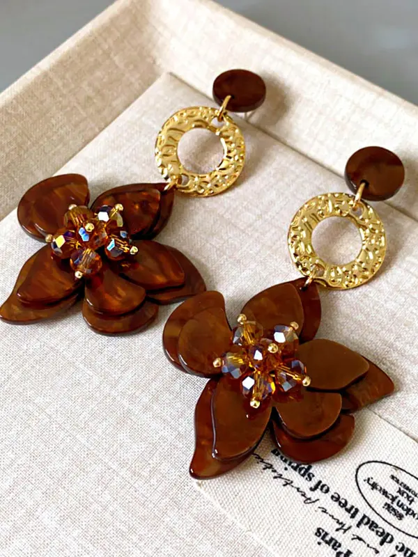Vintage Flower Design  Earrings, Fashionable Jewelry for Women, Trendy All-match & Exquisite Jewelry for Birthday Gift 3