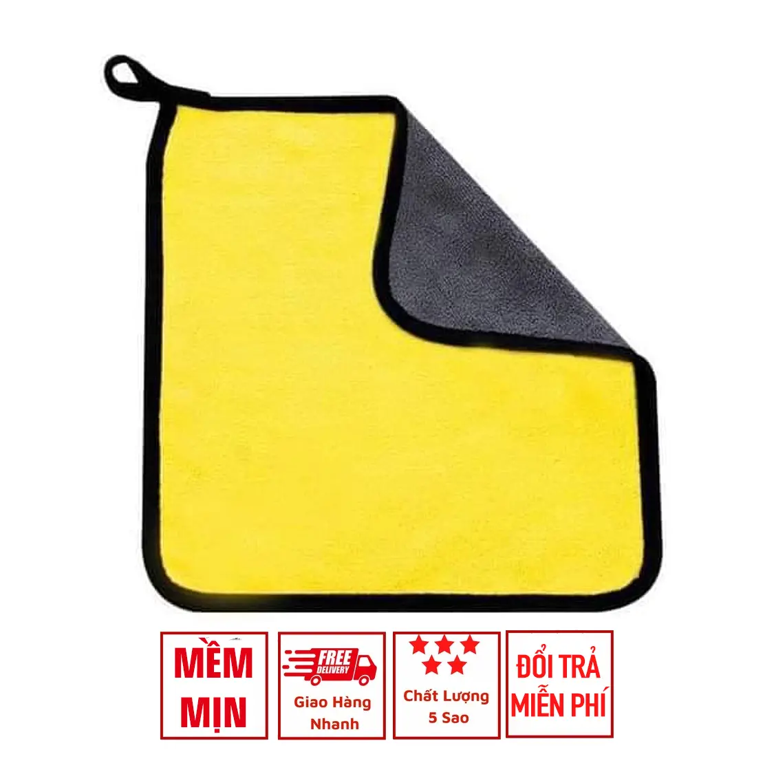 Khăn Microfiber Lau Xe 2 Mặt (30x30) Mềm Mịn, Phụ Kiện Lau Xe Hơi, Oto, Không Gây Xước Dăm