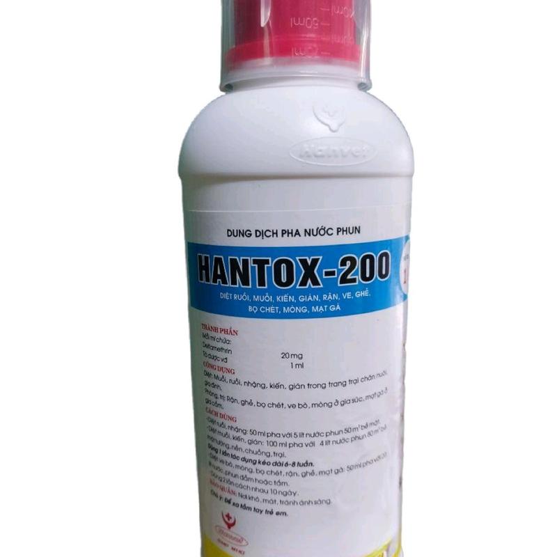  HANTOX 200 CHAI 1 LÍT dung dịch dùng pha nước phun xịt diệt côn trùng ruồi muỗi kiến gián mạt gà ve rận mòng gà trong chuồng trại chăn nuôi gia súc gia cầm thuốc  xịt 