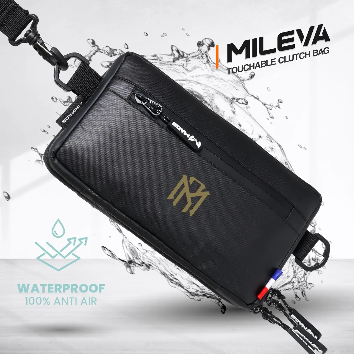 Mr Mads - Mileva Clutch Bag - Multifungsi Hand Bag Sling Bag Pouch Bag Hanging Bag - Organizer Card Pocket Tas Selempang HP Dompet Waterproof Pria Hitam Cowok