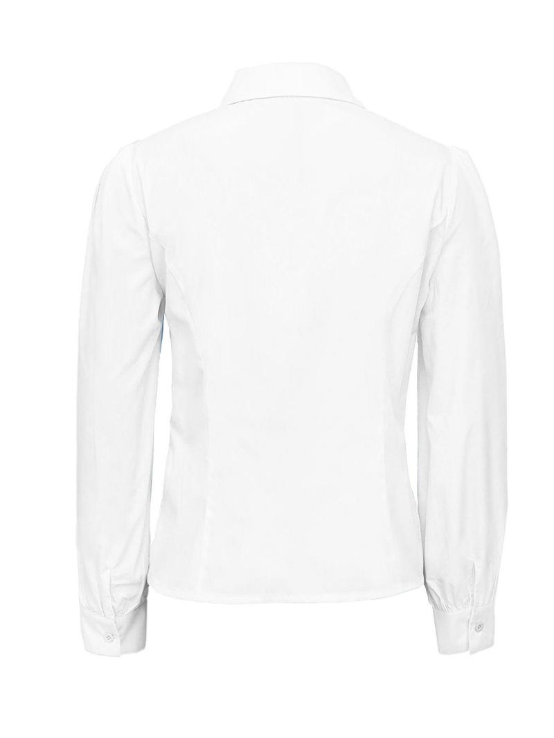 Product Introduction of Women's Plain Ruched Button Front Shirt, Elegant Long Sleeve Collared Top for Spring & Fall, Ladies Clothes for Work Office Business 6