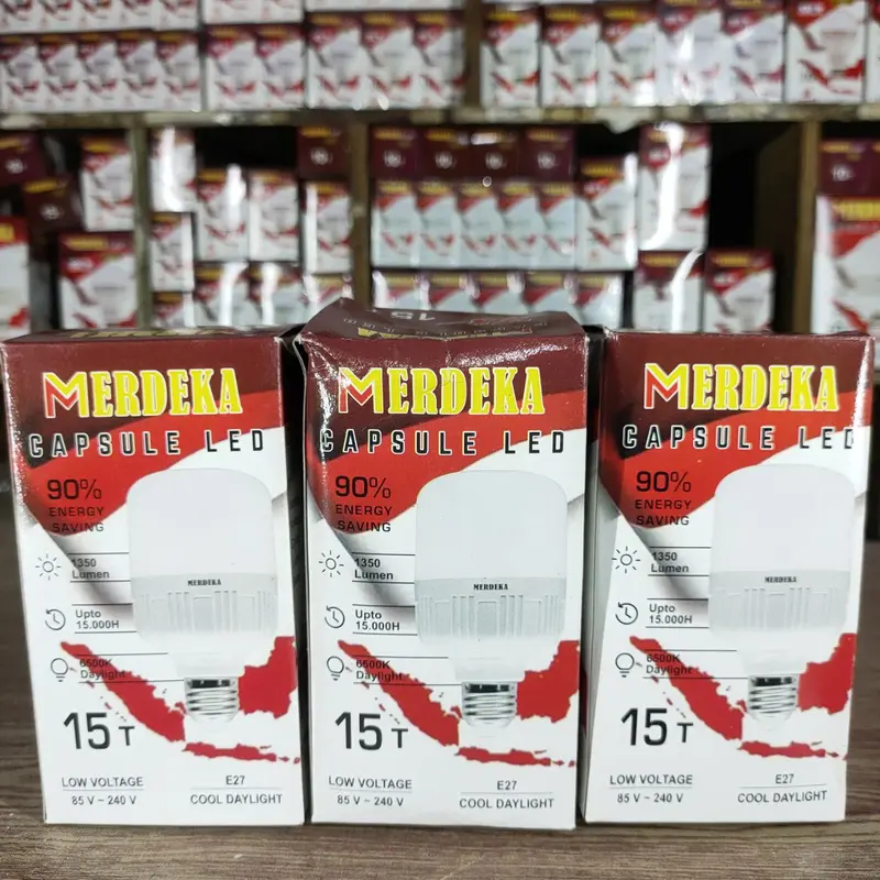PAKET LAMPU BOHLAM LED T BULB 15 WATT 1350 lumen 6500k Cool Daylight 15.000 jam Low Voltage 85-240v Putih 6