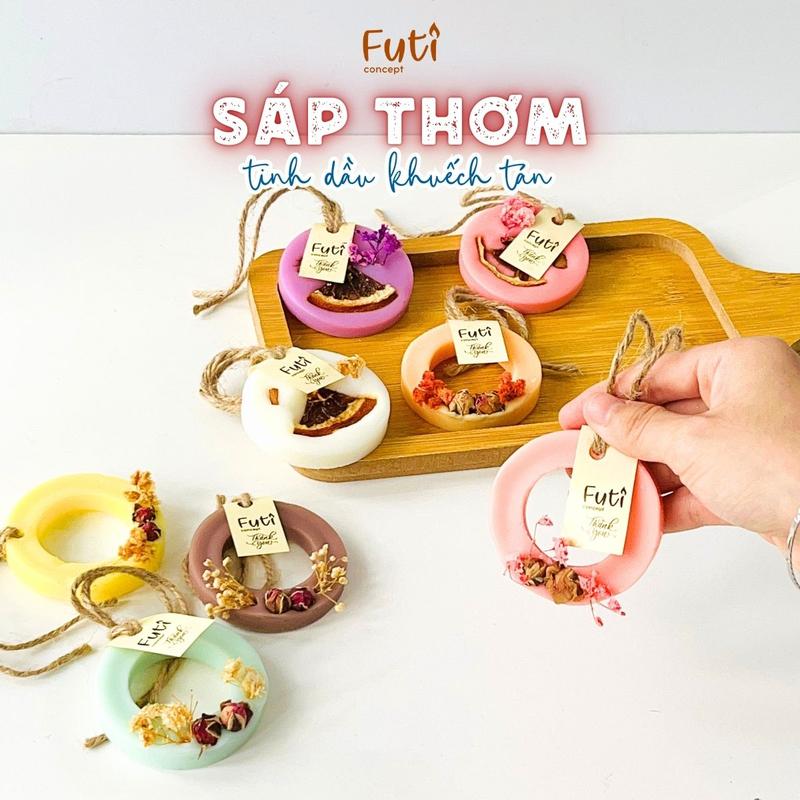 Sáp thơm treo tinh dầu tủ quần áo, ô tô, sáp hoa khô tròn handamde