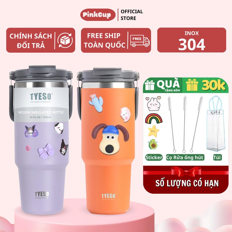 (PC20) Ly giữ nhiệt cao cấp Tyeso V2 900ml/750ml/600ml cốc nước giữ nhiệt thể thao Lehome1 bình có ống hút nhựa, inox 304 cao cấp, khắc tên