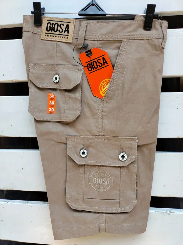 Celana Pendek Cargo Pria Bahan Katun Tebal Halus Kualitas CARDINAL Merk GIOSA Warna Hitam Abu Mocca Krem Ukuran 27 38 Broadshort Kargo Bali 8