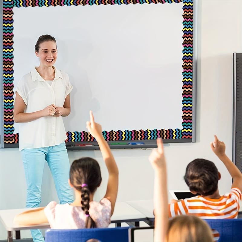 Product Introduction of 1PC 5.7x1000cm Classroom Chalkboard Bulletin Board Border Stickers Wallpaper Multi-color Creative Activities Party Holiday Room Decoration Materials Waterproof Home Supplies 26
