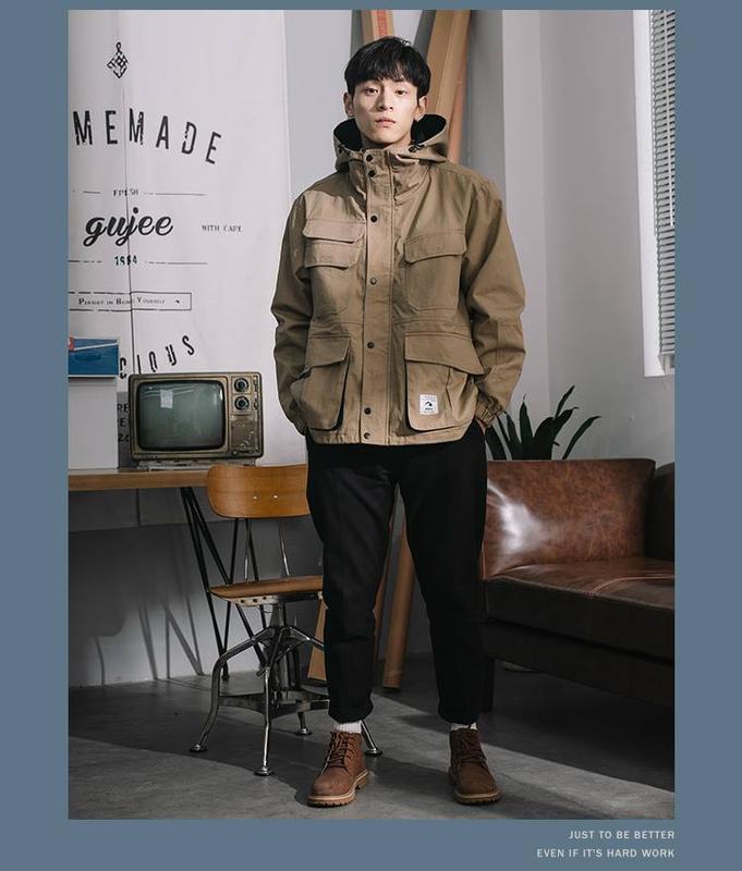 Áo khoác Kaki nhiều túi thời thượng! Nam Menswear Tay Dài Jacket Kate Có Cổ