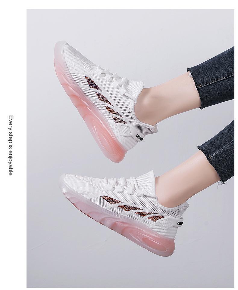 Product Introduction of Women's New Shoes for Spring Flyknit Breathable Casual Shoes Fashion Versatile Sneaker Jelly Bottom Old Beijing Cloth Shoes Pumps Closed Trainers 20