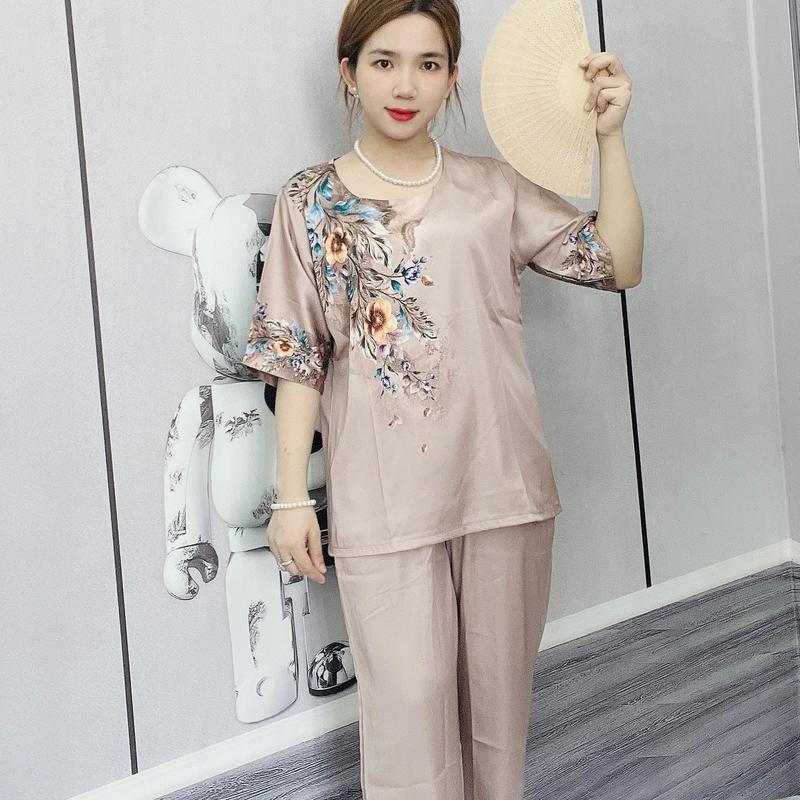 Đồ Bộ Trung Niên [FREESHIP] - Đồ Bộ Lụa Latin in Hoạ Tiết 3D KYMSHOP mã LT10-LT13. Nữ Women 2