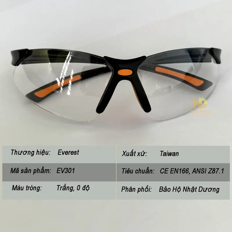 Kính bảo hộ Everest EV302 hàn điện, Kính chống bụi chắn gió dùng trong lao động đi xe máy chống tia UV 6