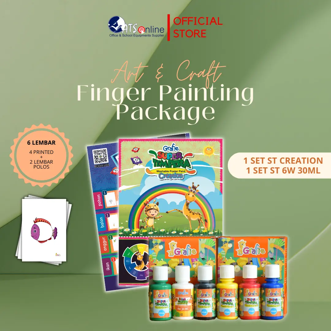 Grafie Paket Finger Painting Cat Super Tempera 6 Warna @30 ml + 1 Set ST Creation