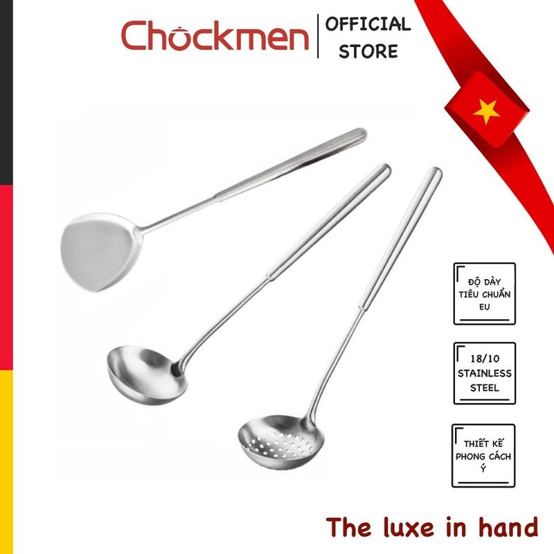 Muôi Xẻng CHOCKMEN Inox 18/10 Cực Dày Xẻng Xào Muôi Canh Muỗng Thủng Thìa Vớt Muôi Inox Muôi Ăn Cơm Xẻng Lật Muôi Múc
