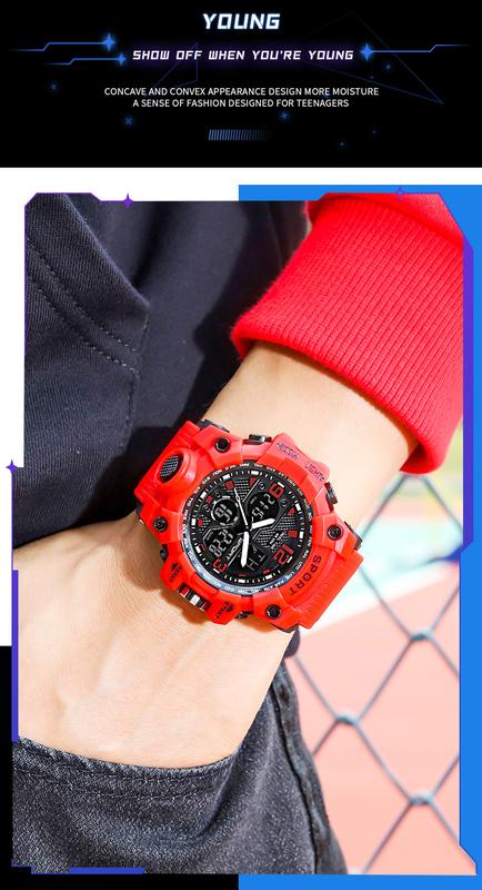 Product Introduction of MSTIANQ Men's Youth Original ElectronicWatch High School Student Trend Hand Clock SportsWaterproof Luminous Red Digital Wristwat 15