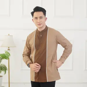 NIGOS OFFICIAL Koko Zavi Panjang Saku Samping Kekinian Lengan Panjang Muslim Baju baju koko pria Kain Kancing