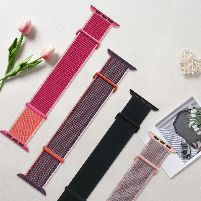 Nylon Elastic Watch Band, Breathable Sports Elastic Woven Watch Band, Suitable for iWatch Series SE/1/2/Ultra/3/4/5/6/7/8/9/10 4