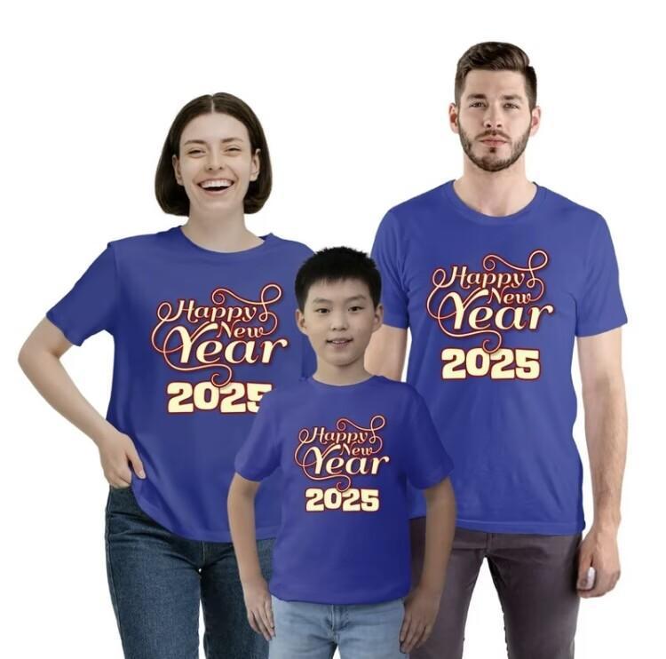 Product Introduction of T Shirts Stylish 2025 Lucky Short Sleeved Tops Comfortable Family Shirts Set Casual Round Neck Kids Tees 20