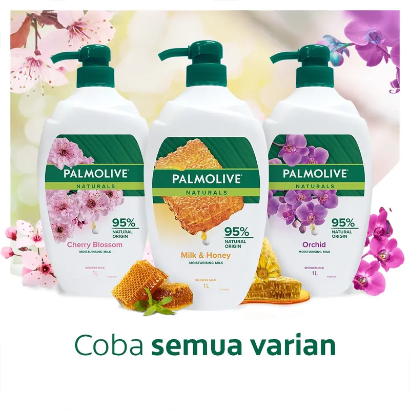 Palmolive Milk & Honey Shower Gel/Sabun Mandi Susu 1L+Palmolive Cherry Blossom Shower Gel/Sabun Mandi Susu 1L 4