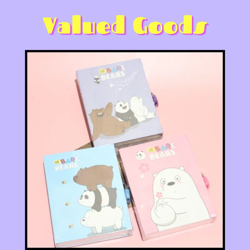 Buku Gembok Motif We Bare Bears WBB - UNGU  PINK BIRU RANDOM - diary kunci tulis notebook diari harian lucu unik warna warni random kartun 0
