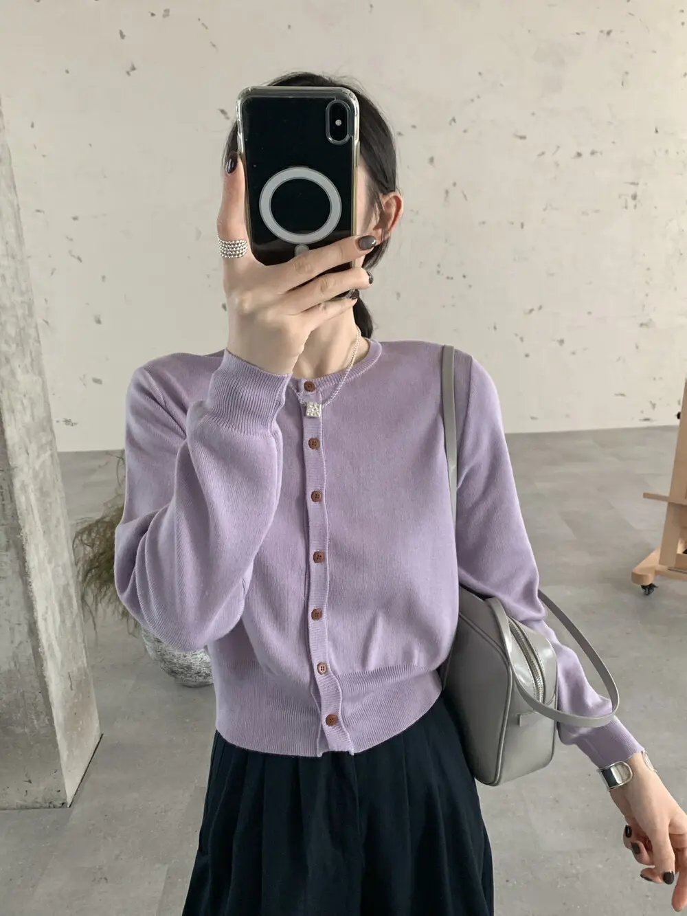 Áo cardigan nữ dáng ngắn chất len mịn Miss Studio Quảng Châu cao cấp