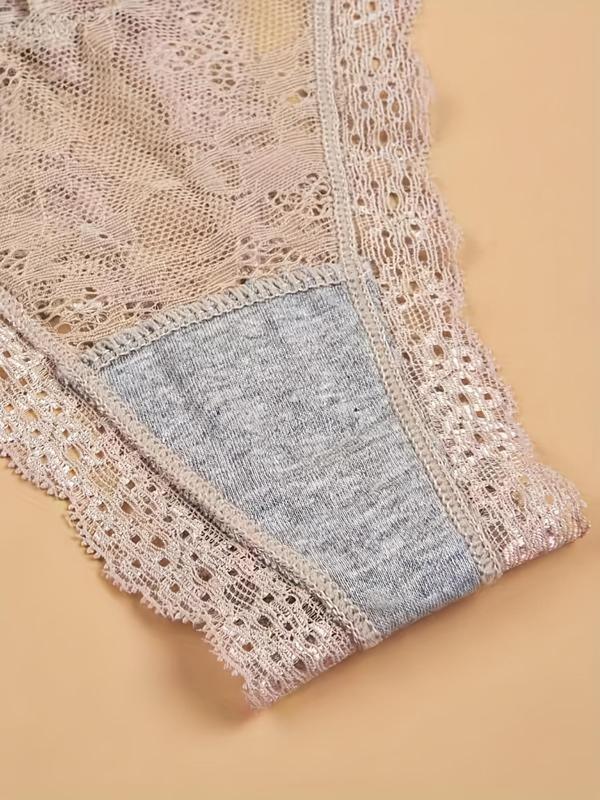 Women's 7pcs Contrast Lace Sheer Nylon Thong, Elegant Soft Comfy Breathable Contrast Mesh Knicker for Daily Wear, Womens Underwear, Lace Underwear, Fashion Underwear for All Seasons, Underwear for Women, Thongs 2