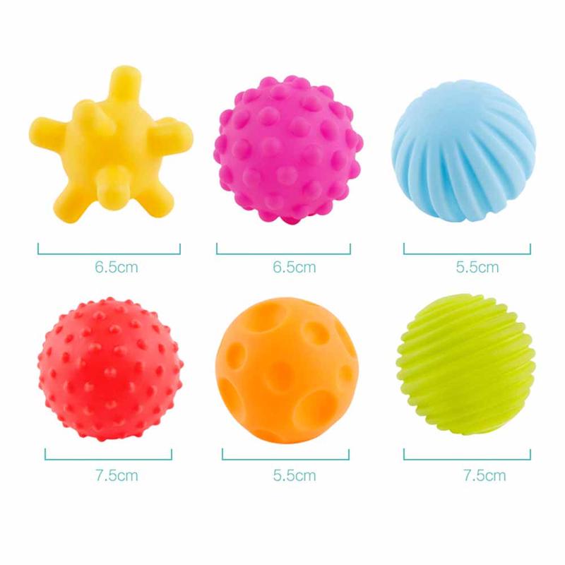Product Introduction of Baby Hand Catching Bite Trainning Massage 6pcs Rubber Tactile Bath Infant Children Early Education Glue Soft Toy Balls 18