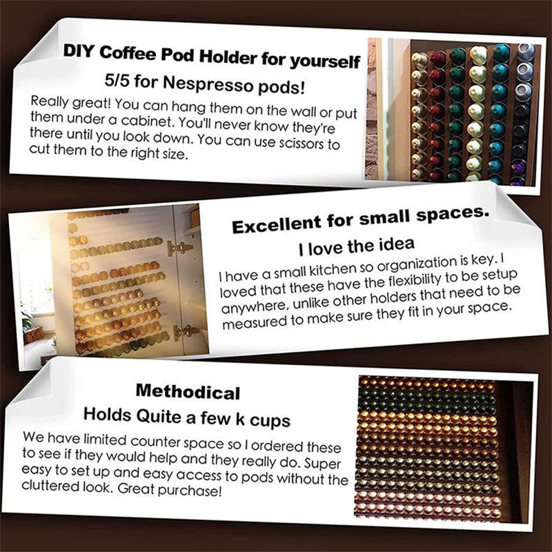 Product Introduction of Coffee Pod Capsule Holder 6 Pack Coffee Pod Counter Storage Strips Saving Space Compatible With K Cup Pods,Nespresso Pods 11