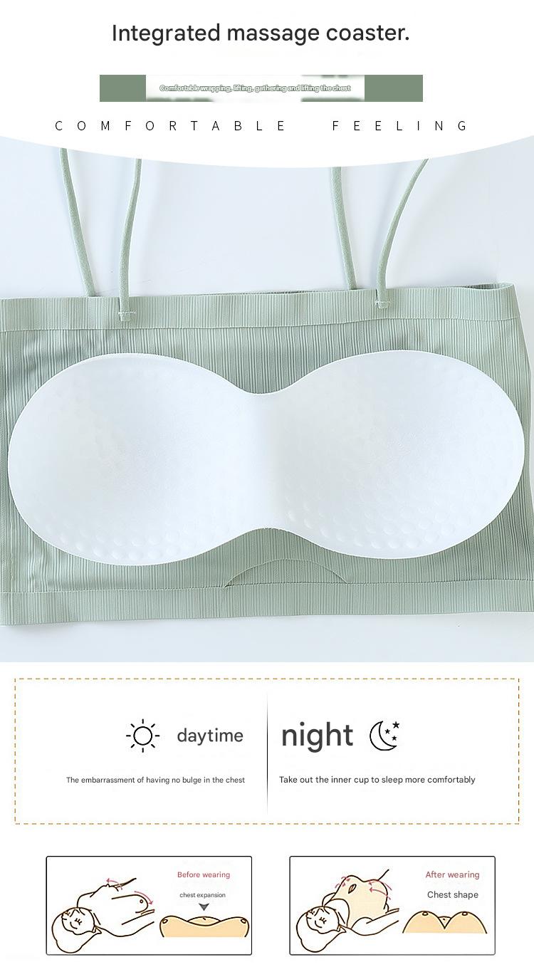 Product Introduction of Beautiful back without steel ring ice silk sling anti-glare wrap underwear female students Korean version of the bust bottoming tank top inner wear 8