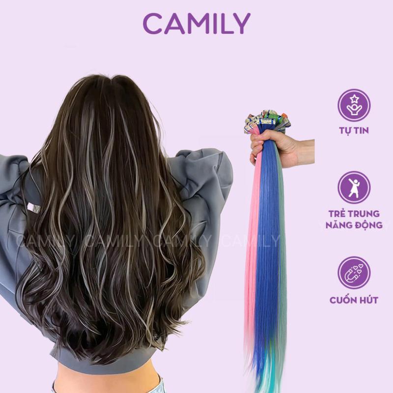 Tóc giả highlight Camily tóc giả nối nhiều màu thời trang phong cách Hàn Quốc CM23 ( live )