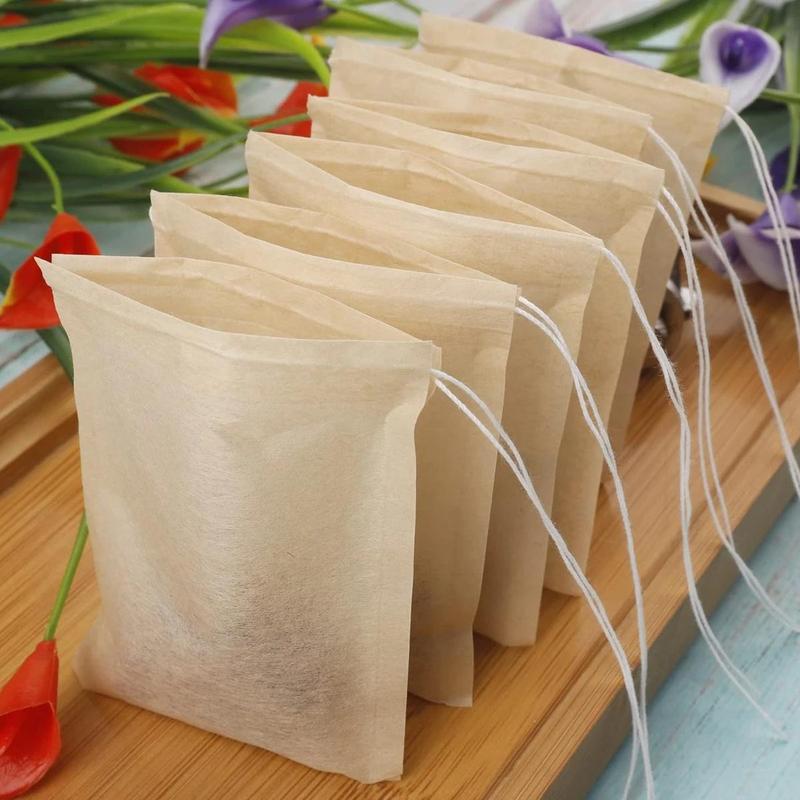 Product Introduction of Drawstring Tea Bag, 100pcs/set Biodegradable Paper Tea Bag, Natural Wood Pulp Filter Empty Tea Bag for Loose Leaf Tea 17