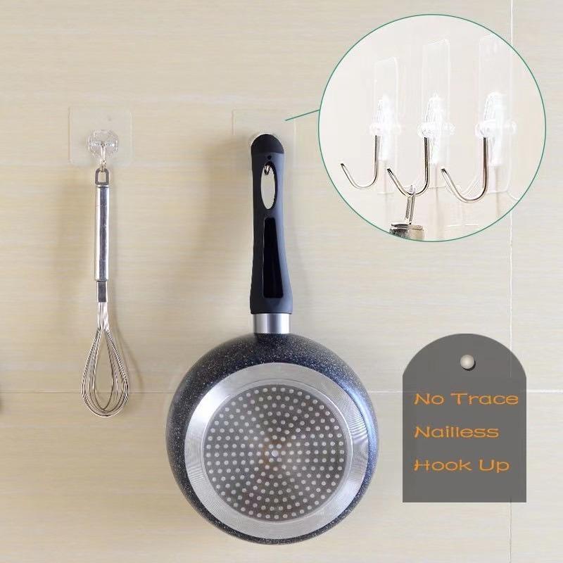 Móc Treo Tường Dính, 10 Gói, Có Thể Tái Sử Dụng, Chống Trượt, Không Đánh Dấu, Chịu Lực, Thích Hợp Cho Phòng Tắm Và Nhà Bếp, Hình Dán 4